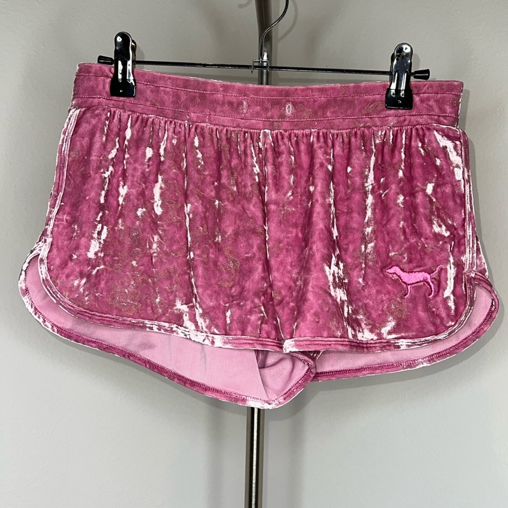 🔹 PINK Velour Track Shorts